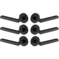 Scylla Matt Black Lever on Rose Door Handle - 3 Pairs