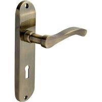 Capri Antique Brass Lever Lock Door Handle - 1 Pair