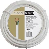 3 Core 3183Y White Round Flexible Cable - 1.5mm2 - 10m