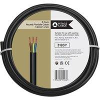 3 Core 3183Y Black Round Flexible Cable - 1.5mm2 - 5m