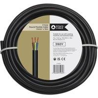3 Core 3183Y Black Round Flexible Cable - 1.5mm2 - 10m