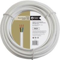 3 Core 3183Y White Round Flexible Cable - 2.5mm2 - 10m