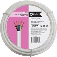 5 Core 3185Y White Round Flexible Cable - 1mm2 - 5m