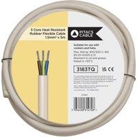 3 Core 3183TQ White Heat Resistant Rubber Flexible Cable - 1.5mm2 - 5m