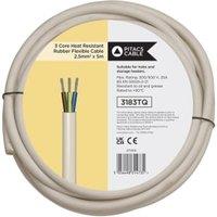 3 Core 3183TQ White Heat Resistant Rubber Flexible Cable - 2.5mm2 - 5m