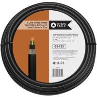 3 Core 6943X Black SWA Single Phase Armoured Cable - 1.5mm2 - 10m