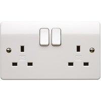 MK Rapid Fix Double Switched Socket - White