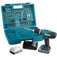 Makita HP488DAEX1 18V G-Series Combi Drill 2 x 2.0Ah & 74 Piece Accessory Kit