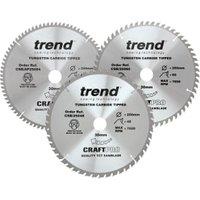 Trend CSB/250/3PK Craft Pro 250 x 30mm Mixed Saw Blade - Triple Pack