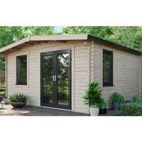 Powersheds Right Hand Door Apex Chalet Log Cabin - 14 x 14ft
