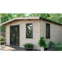 Powersheds Left Hand Door Apex Chalet Log Cabin - 14 x 14ft