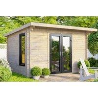 Powersheds Central Doors Pent Log Cabin - 12 x 8ft