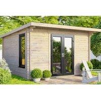 Powersheds Central Doors Pent Log Cabin - 12 x 10ft