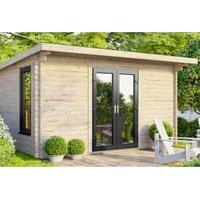 Powersheds Central Doors Pent Log Cabin - 14 x 8ft