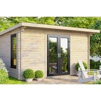Powersheds Central Doors Pent Log Cabin - 14 x 10ft