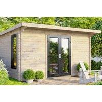 Powersheds Central Doors Pent Log Cabin - 14 x 12ft