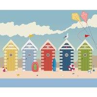 Origin Murals Beach Huts Blue Wall Mural - 3 x 2.4m