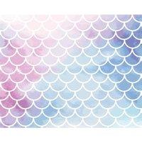 Origin Murals Watercolour Mermaid Scales Blue & Pink Wall Mural - 3.5 x 2.8m