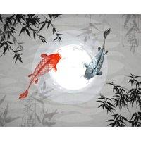 Origin Murals Watercolour Koi Grey Wall Mural - 3.5 x 2.8m