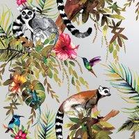 Holden Decor Lemur Silver & Multi Wallpaper - 10.05m x 53cm