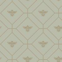 Holden Decor Honeycomb Bee Green Wallpaper - 10.05m x 53cm