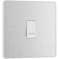 BG Evolve 10A Single Press Switch - Brushed Steel