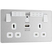 BG Evolve 13A Wi-Fi Extender Double Switched Power Socket with 1 x USB (2.1A) - Brushed Steel