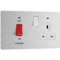 BG Evolve Cooker Control Socket, Double Pole Switch With Led Power Indicators - Brushed Steel