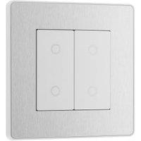 BG Evolve 2 Way Master Double Touch 200W Dimmer Switch - Brushed Steel