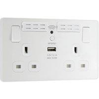 BG Evolve Wi-Fi Extender Double Switched 13A Power Socket & 1 x USB (2.1A) - Pearlescent White