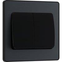 BG Evolve 2 Way 20A 16Ax Wide Rocker Double Light Switch - Matt Grey