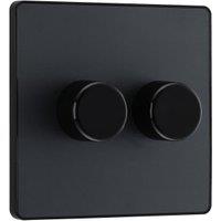 BG Evolve 2 Way Trailing Edge Led Push On / Off 200W Double Dimmer Switch - Matt Grey