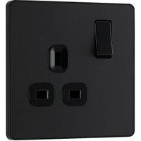 BG Evolve 13A Single Switched Power Socket - Matt Black