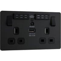 BG Evolve 13A Wi-Fi Extender Double Switched Power Socket & 1 x USB (2.1A) - Matt Black