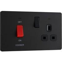 BG Evolve Cooker Control Double Pole Socket & Switch with Led Power Indicator - Matt Black