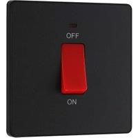 BG Evolve 45A Square Double Pole Switch with Led Power Indicator - Matt Black