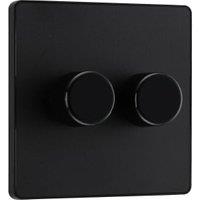 BG Evolve 2 Way Trailing Edge Led Push On / Off 200W Double Dimmer Switch - Matt Black