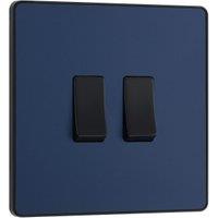 BG Evolve 2 Way 20A 16Ax Double Light Switch - Matt Blue