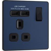 BG Evolve 13A Single Switched Power Socket & 2 x USB (2.1A) - Matt Blue