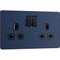 BG Evolve 13A Double Switched Power Socket - Matt Blue