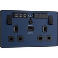 BG Evolve 13A Wi-Fi Extender Double Switched Power Socket & 1 x USB (2.1A) - Matt Blue