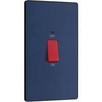 BG Evolve 45A Rectangular Double Pole Switch with Led Power Indicator - Matt Blue