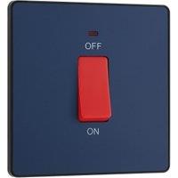 BG Evolve 45A Square Double Pole Switch with Led Power Indicator - Matt Blue