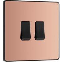 BG Evolve 2 Way 20A 16Ax Double Light Switch - Polished Copper
