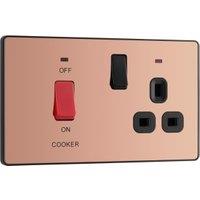 BG Evolve Cooker Control Double Pole Socket & Switch with Led Power Indicators - Polished Copper