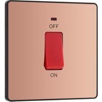 BG Evolve 45A Square Double Pole Switch with Led Power Indicator - Polished Copper