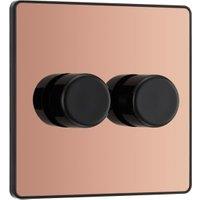 BG Evolve 2 Way Trailing Edge Led Push On / Off Double Dimmer Switch - 200W