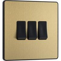 BG Evolve 2 Way 20A 16Ax Triple Light Switch - Brushed Brass