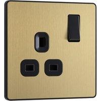 BG Evolve 13A Single Switched Power Socket - Brushed Brass