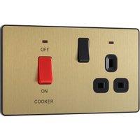 BG Evolve Cooker Control Double Pole Socket & Switch with Led Power Indicators - Brushed Brass